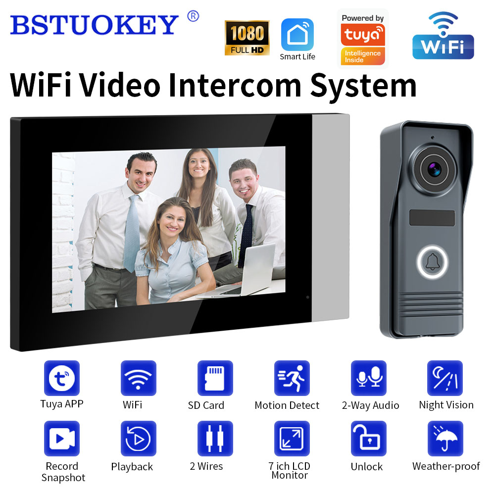 Home Cinema Wall Panels - 2線式スマートホームWifi 1080Pビデオインターホン ビデオドアホン 7インチタッチモニター ビデオドアベル ドアカメラ
