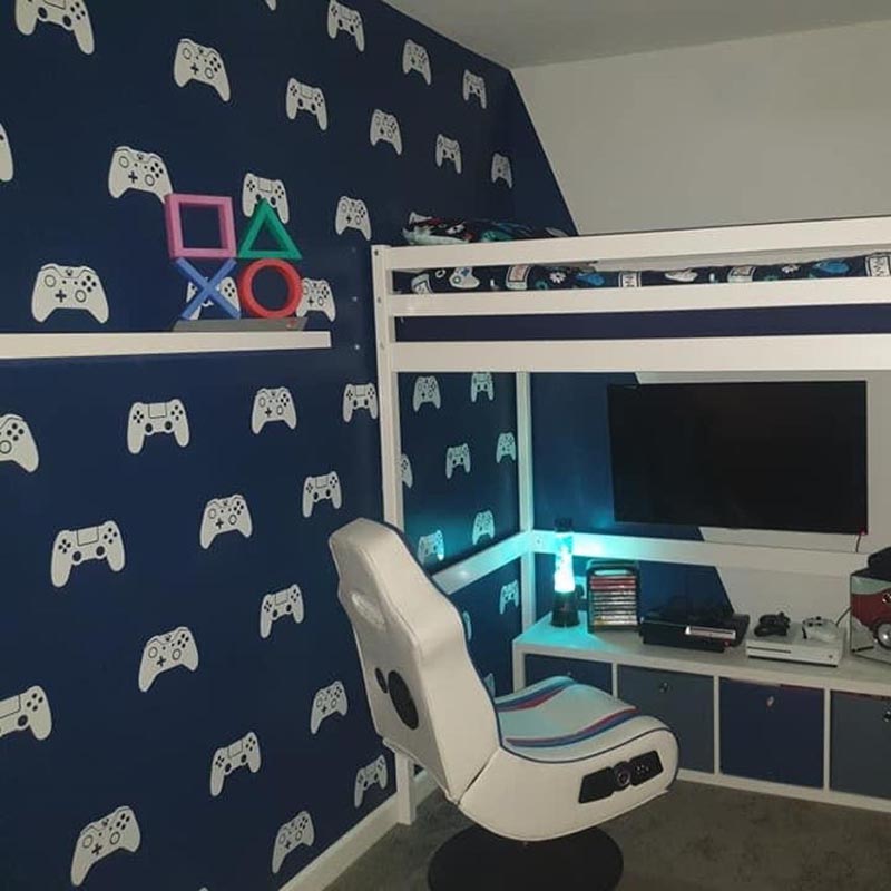 Home Cinema Wall Panels - 40 個セットスイッチコントローラービデオゲームウォールステッカーゲーム食べる睡眠ゲームゾーンローディング PS4 リピートウォールデカールプレイルームビニール