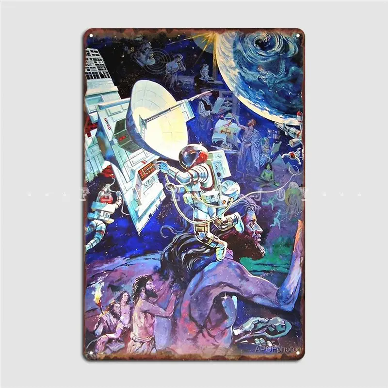 Home Cinema Wall Design - 宇宙船地球壁画メタルサインシネマガレージホームデザイン壁装飾ブリキ看板ポスター