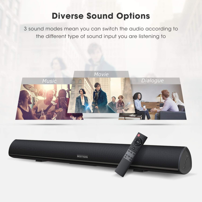 Home Cinema Of Soundbar - パワフルなTVサウンドバー 有線100W Bluetoothスピーカー ステレオホームシアターサウンドシステム リモコン付き ミュージックセンター