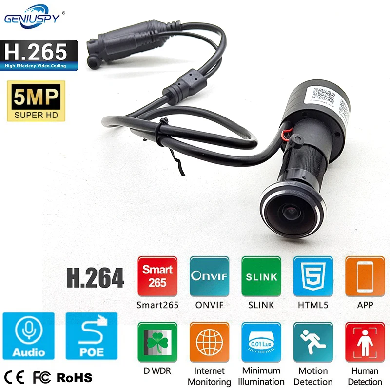 Home Cinema Blu Ray Sony - Geniuspy HD 5MP 魚眼ピープホール POE IP
