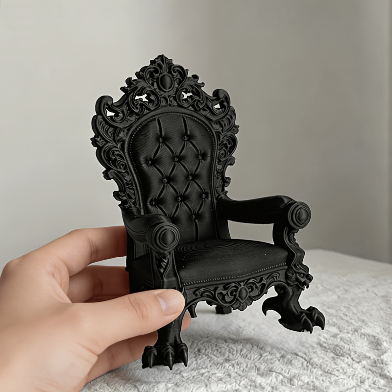 Home Cinema Luxury - 1ピース高級王座モデル – ゴシックスタイル – ダークブラウン/ブラックにゴールドのアクセント –