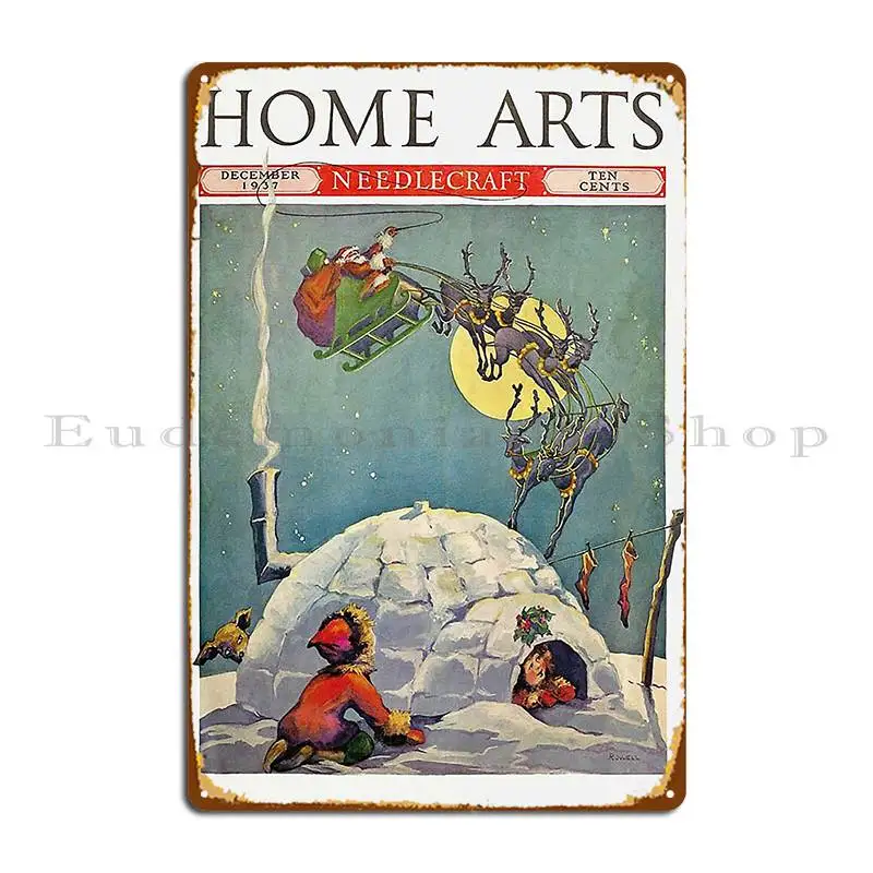 Home Cinema Magazine - ヴィンテージクリスマス雑誌の表紙 ホームアーツ1937年製 メタルプラークポスター シネマクラシック クリエイトクラブデザイン パブブリキ看板ポスター