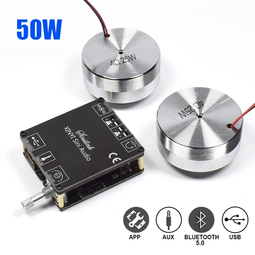 Home Cinema Amplifier - ポータブルステレオ振動スピーカー,Bluetooth 5.0,2x25W, 50W,ホームシネマ用