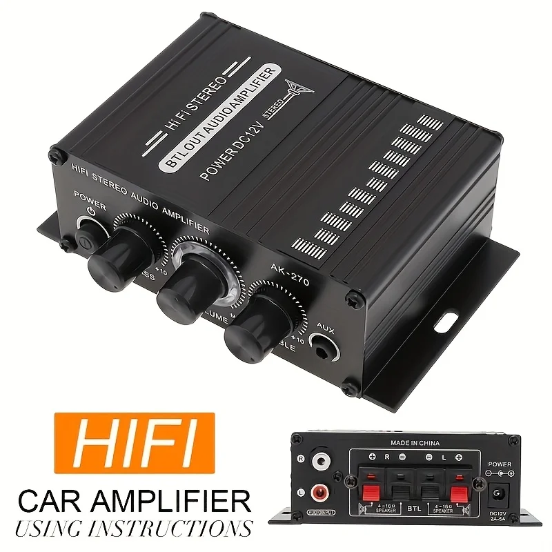 Home Cinema Amplifier - AK-270 400W ミニパワーアンプ 12V/24V 2.0 チャンネルステレオオーディオアンプ