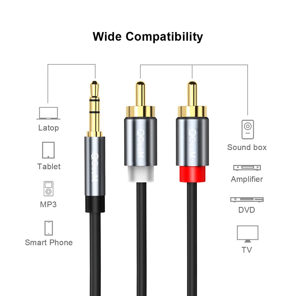 Qgeem rcaケーブル2rcaから3.5オーディオケーブ - Home Cinema Amplifier のレビューと価格