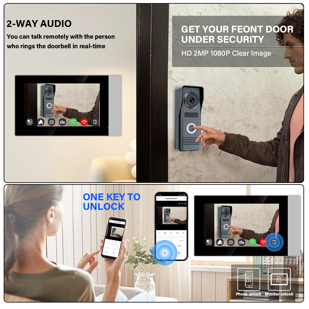 2線式スマートホームWifi 1080Pビデオインターホン  - Home Cinema Wall Panels のレビューと価格