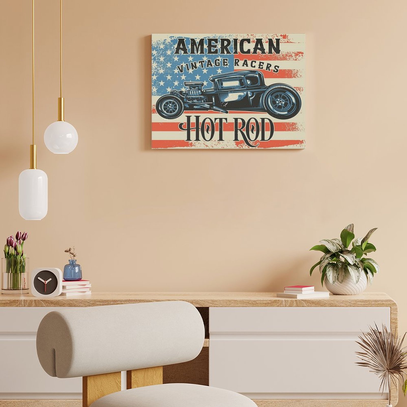 アメリカンホットロッドキャンバス絵画キッチンシネマキッチンデ - Home Cinema In のレビューと価格
