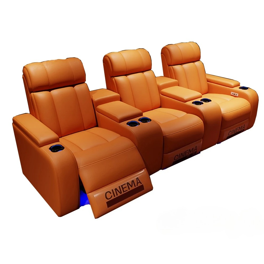カップホルダー付き高級電動リクライニングシネマチェア、本革張 - Home Cinema Luxury のレビューと価格