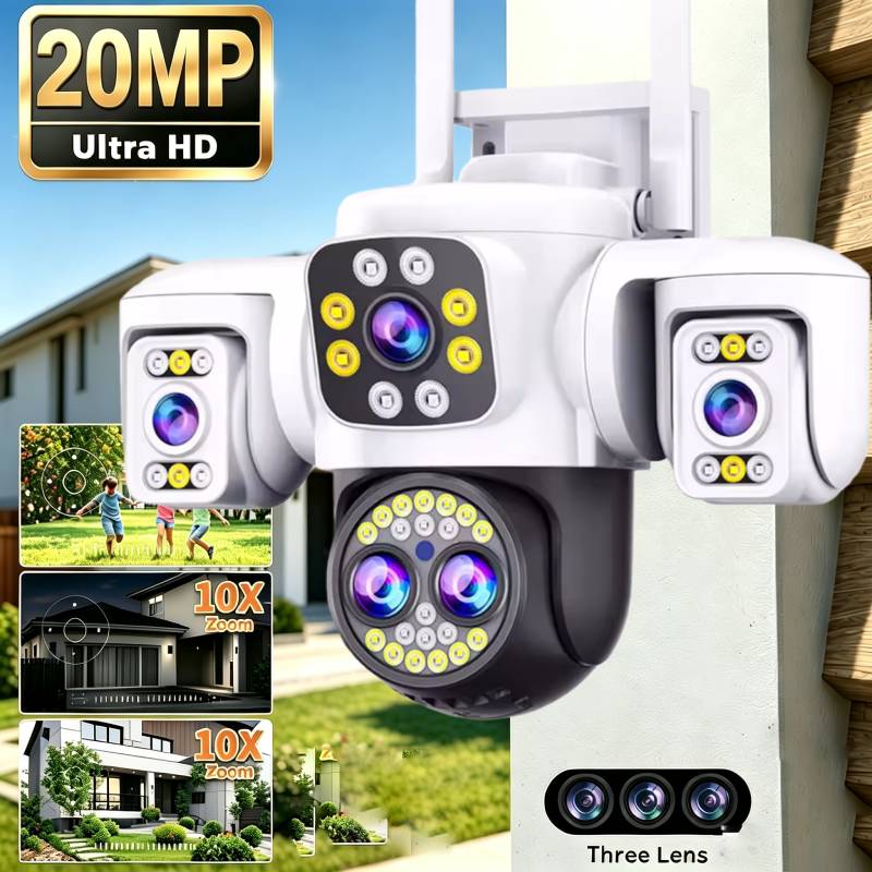 20MP 監視 Wifi カメラ 4 レンズ トリプルスクリ - Home Cinema Wall Panels のレビューと価格