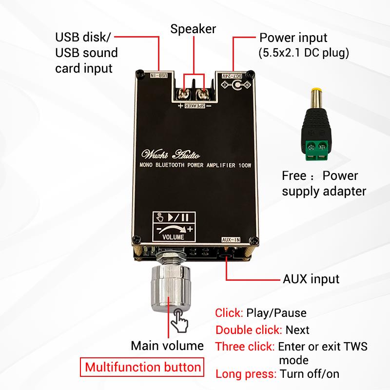 Bluetooth 5.1 TPA3116 D2 モノラル  - Home Cinema Amplifier のレビューと価格