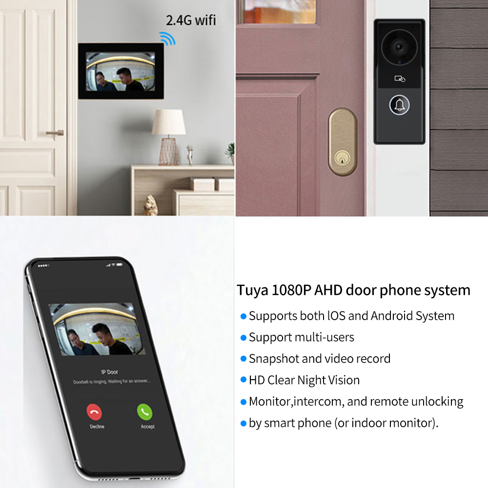 アパート用ビデオインターホンドアベル,2モニターキット,wi - Home Cinema Wall Panels のレビューと価格