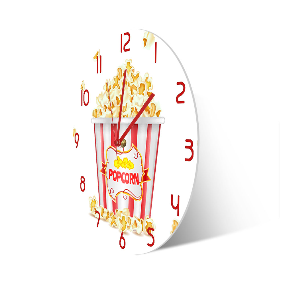 ポップコーンアクリルモダンデザイン壁掛け時計スナックお菓子キ - Home Cinema Wall Design のレビューと価格