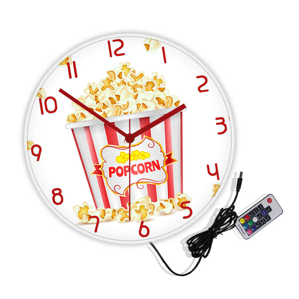 ポップコーンアクリルモダンデザイン壁掛け時計スナックお菓子キ - Home Cinema Wall Design のレビューと価格