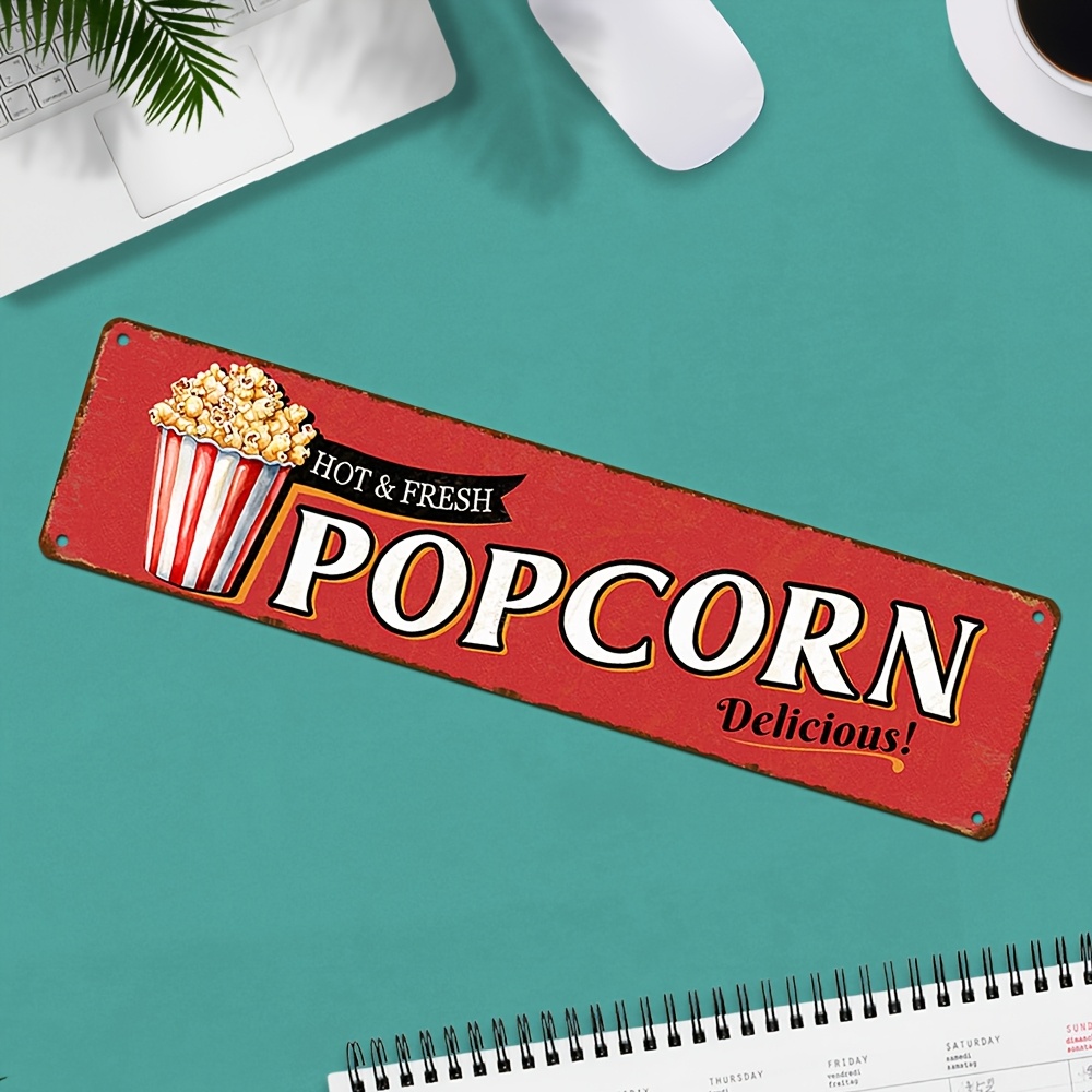 ヴィンテージアルミ製ポップコーンサイン、レトロな壁飾り、家、 - Home Cinema Wall Design のレビューと価格