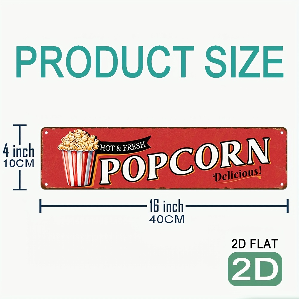 ヴィンテージアルミ製ポップコーンサイン、レトロな壁飾り、家、 - Home Cinema Wall Design のレビューと価格