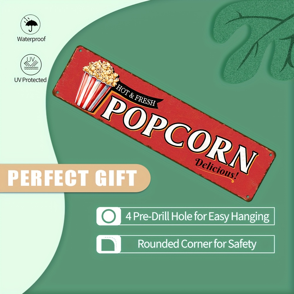 ヴィンテージアルミ製ポップコーンサイン、レトロな壁飾り、家、 - Home Cinema Wall Design のレビューと価格