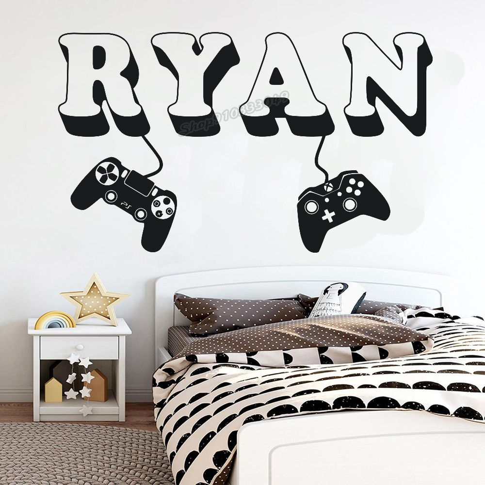 ゲーマーウォールステッカーカスタム名コントローラビデオゲーム - Home Cinema Wall Panels のレビューと価格